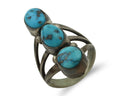 Navajo Ring 925 Silver Natural Blue Turquoise Native American Artist C.80's