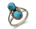 Navajo Ring 925 Silver Natural Blue Turquoise Native American Artist C.80's
