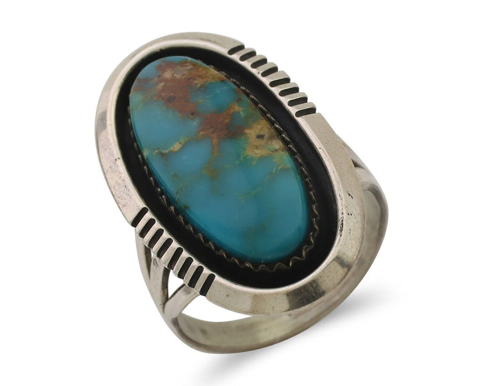 Navajo Ring 925 Silver Natural Blue Turquoise Native American Artist C.80's