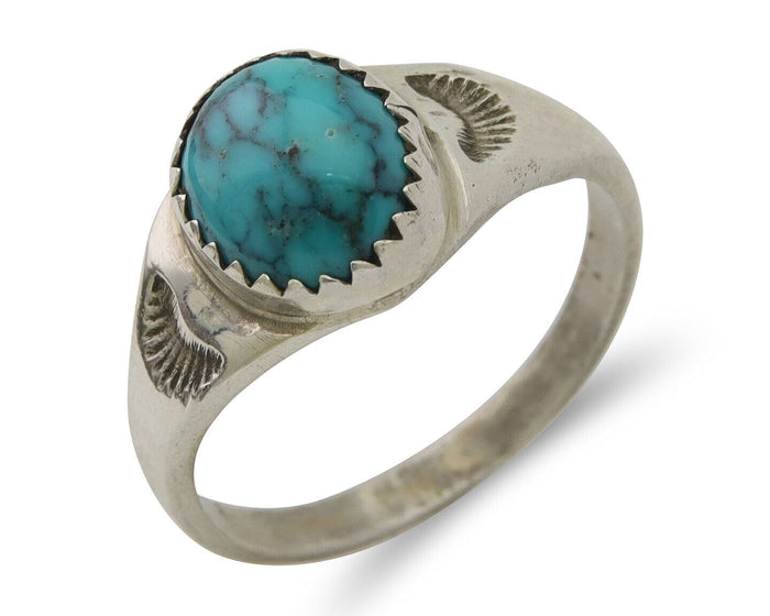 Navajo Ring 925 Silver Natural Blue Turquoise Native American Artist C.80's