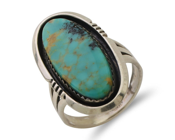 Navajo Ring 925 Silver Natural Blue Turquoise Native American Artist C.80's