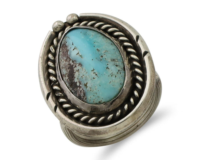 Navajo Ring 925 Silver Natural Blue Turquoise Native American Artist C.80's