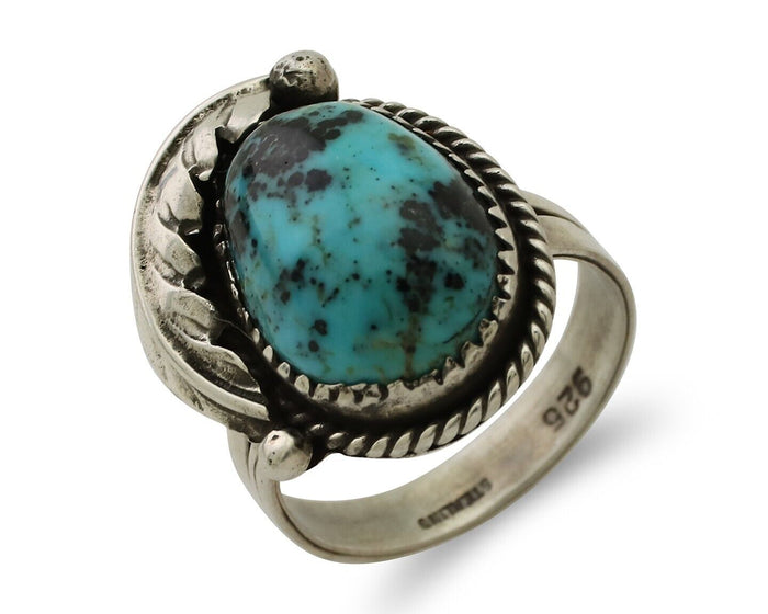 Navajo Ring 925 Silver Natural Blue Turquoise Native American Artist C.80's