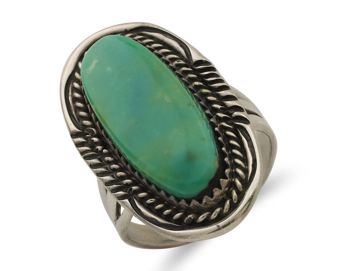 Navajo Ring 925 Silver Natural Blue Turquoise Native American Artist C.80's