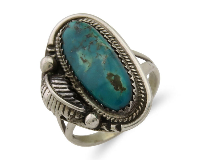 Navajo Ring 925 Silver Natural Blue Turquoise Native American Artist C.80's