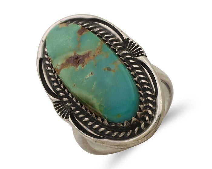 Navajo Ring 925 Silver Natural Blue Turquoise Native American Artist C.80's