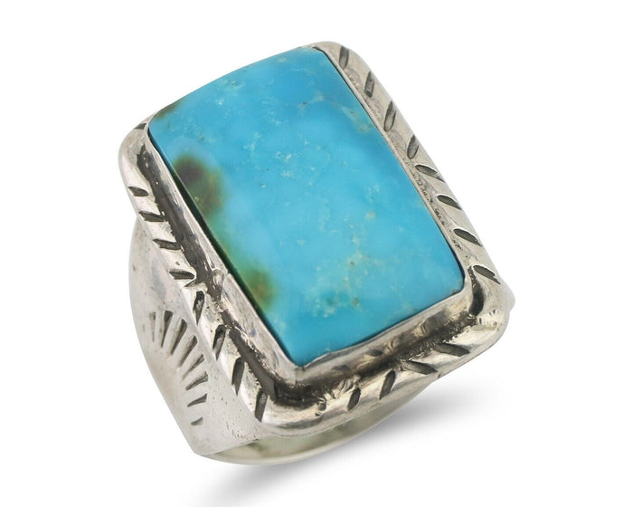 Navajo Ring 925 Silver Natural Blue Turquoise Native American Artist C.80's