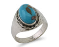 Navajo Ring 925 Silver Natural Blue Turquoise Native American Artist C.80's