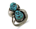Navajo Ring 925 Silver Natural Blue Turquoise Native American Artist C.80's
