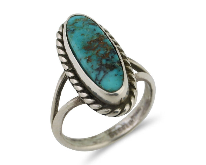Navajo Ring 925 Silver Natural Blue Turquoise Native American Artist C.80's