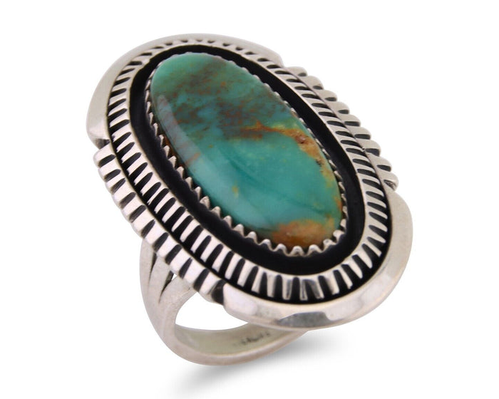 Navajo Ring 925 Silver Natural Blue Turquoise Native American Artist C.80's