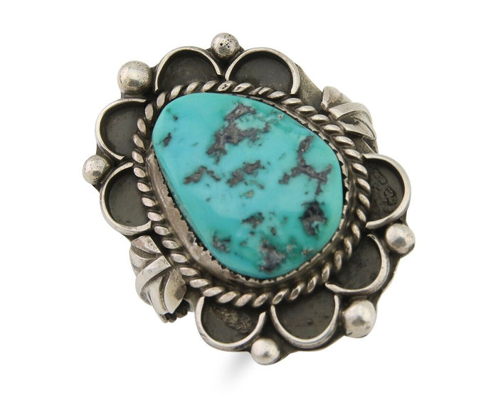 Navajo Ring 925 Silver Natural Blue Turquoise Native American Artist C.80's