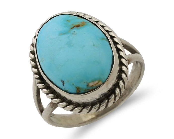 Navajo Ring 925 Silver Natural Blue Turquoise Native American Artist C.80's
