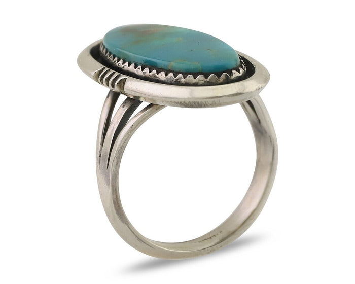 Navajo Ring 925 Silver Natural Blue Turquoise Native American Artist C.80's