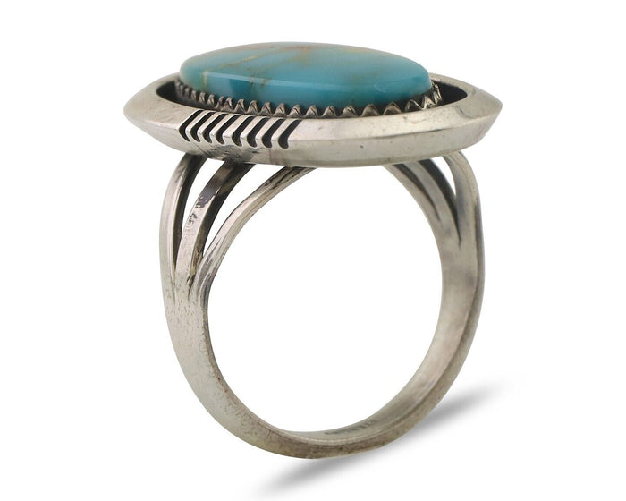 Navajo Ring 925 Silver Natural Blue Turquoise Native American Artist C.80's