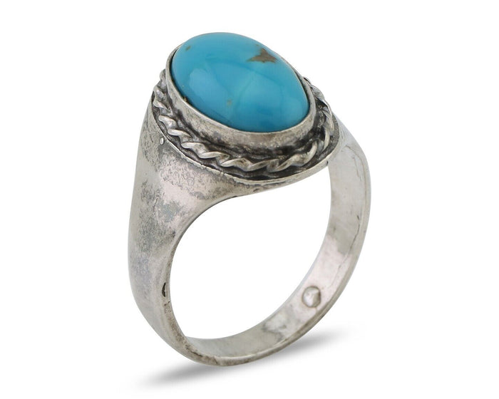 Navajo Ring 925 Silver Natural Blue Turquoise Native American Artist C.80's
