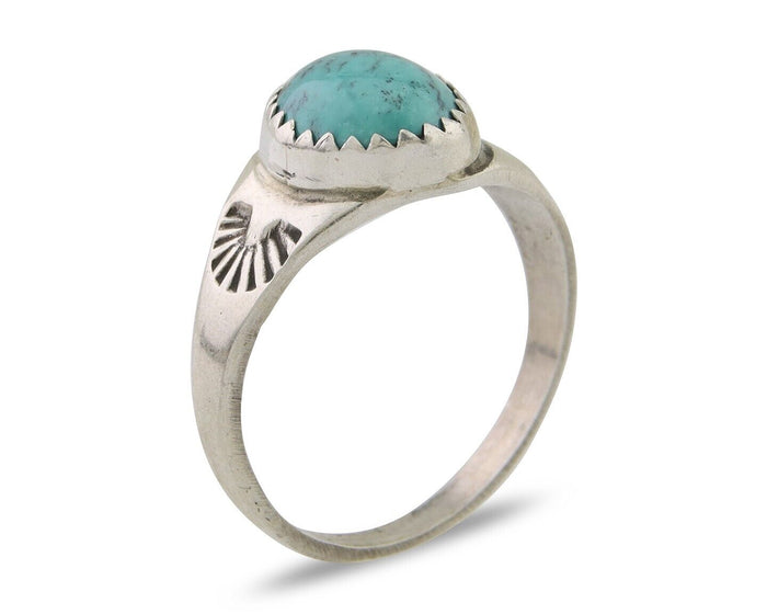 Navajo Ring 925 Silver Natural Blue Turquoise Native American Artist C.80's