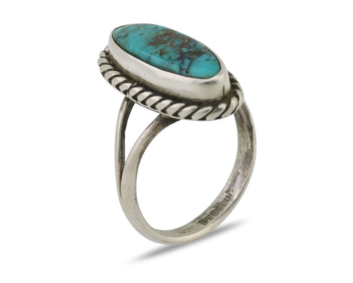 Navajo Ring 925 Silver Natural Blue Turquoise Native American Artist C.80's