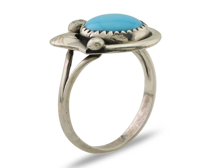 Navajo Ring 925 Silver Natural Blue Turquoise Native American Artist C.80's
