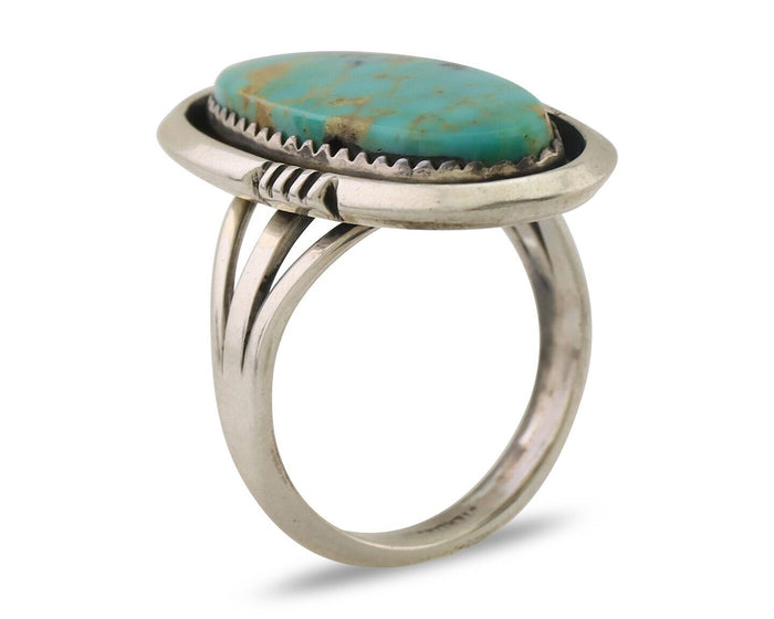 Navajo Ring 925 Silver Natural Blue Turquoise Native American Artist C.80's