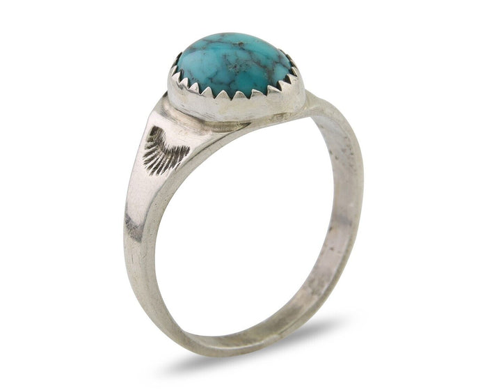 Navajo Ring 925 Silver Natural Blue Turquoise Native American Artist C.80's