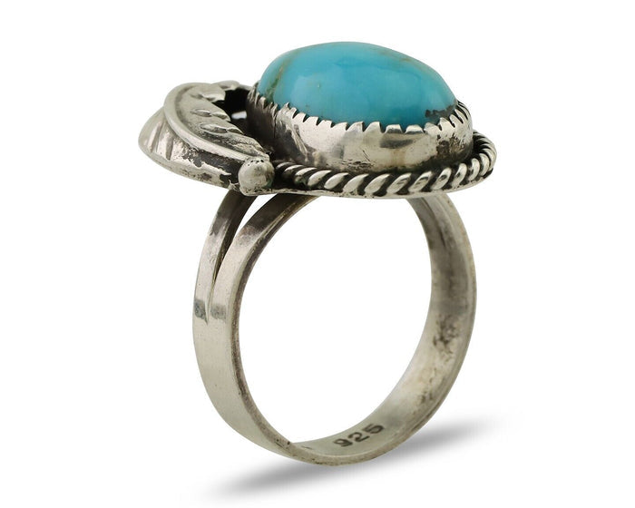Navajo Ring 925 Silver Natural Blue Turquoise Native American Artist C.80's
