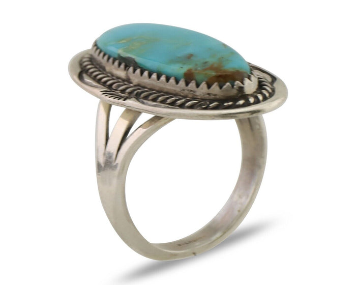 Navajo Ring 925 Silver Natural Blue Turquoise Native American Artist C.80's