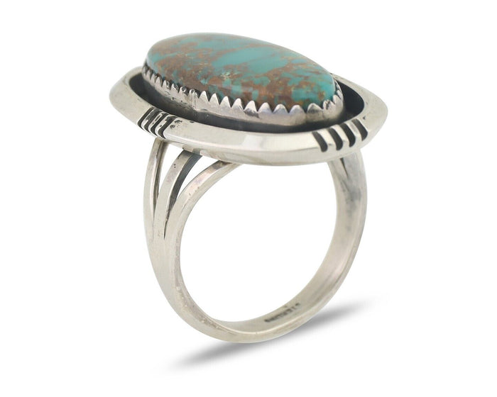 Navajo Ring 925 Silver Natural Blue Turquoise Native American Artist C.80's