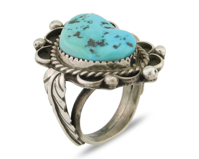 Navajo Ring 925 Silver Natural Blue Turquoise Native American Artist C.80's