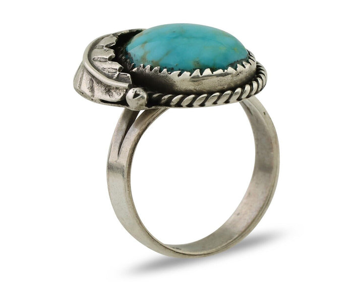 Navajo Ring 925 Silver Natural Blue Turquoise Native American Artist C.80's