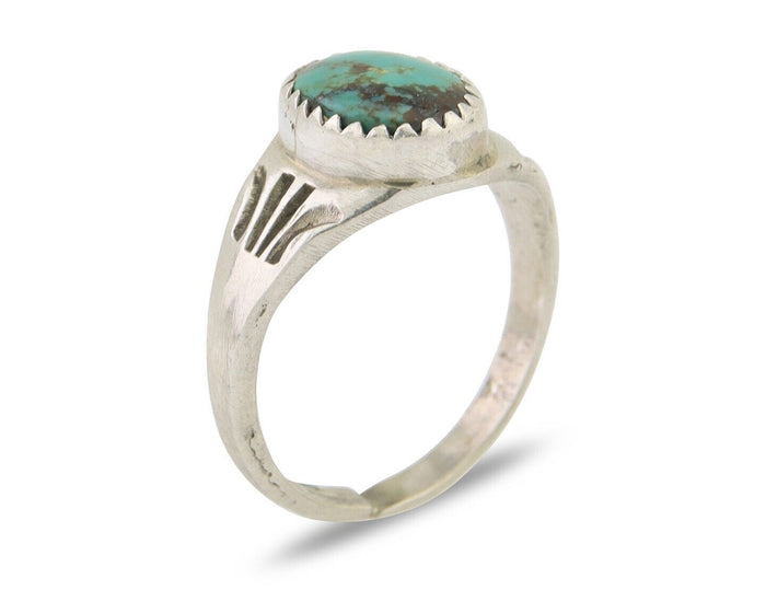 Navajo Ring 925 Silver Natural Blue Turquoise Native American Artist C.80's