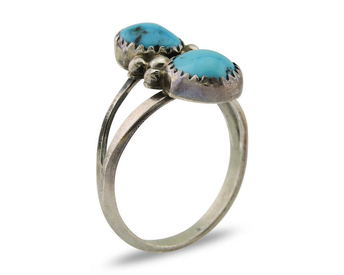 Navajo Ring 925 Silver Natural Blue Turquoise Native American Artist C.80's