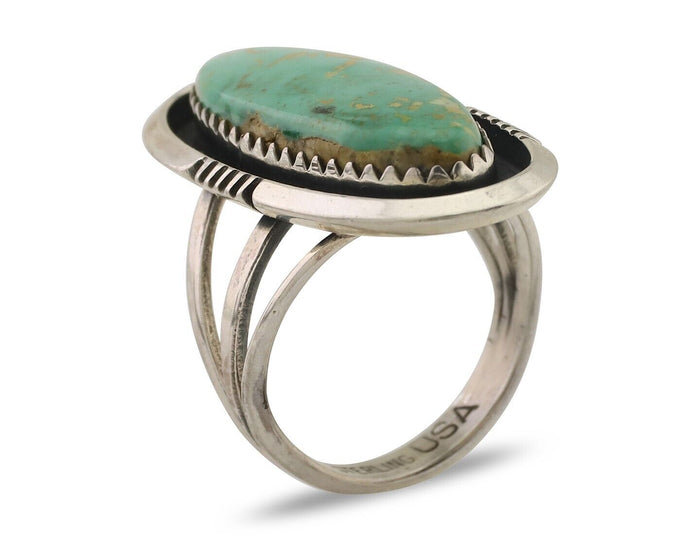 Navajo Ring 925 Silver Natural Blue Turquoise Native American Artist C.80's