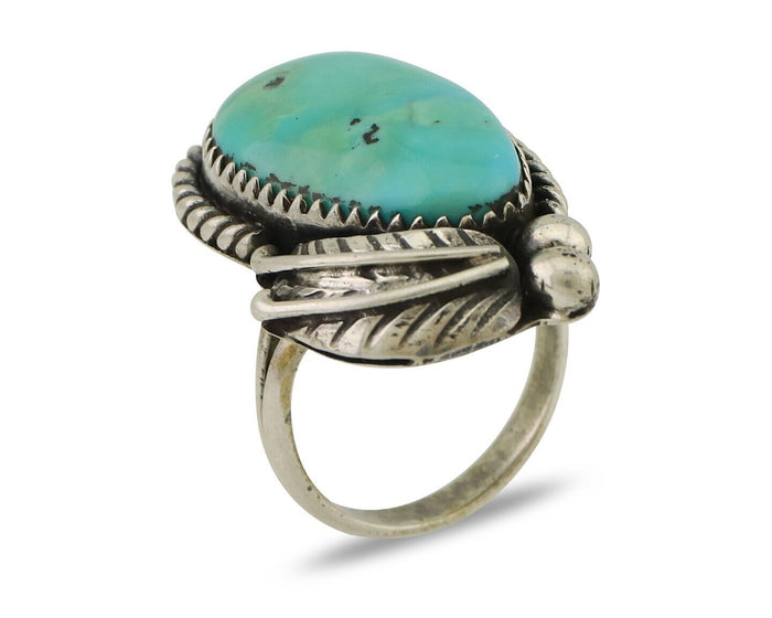 Navajo Ring 925 Silver Natural Blue Turquoise Native American Artist C.80's