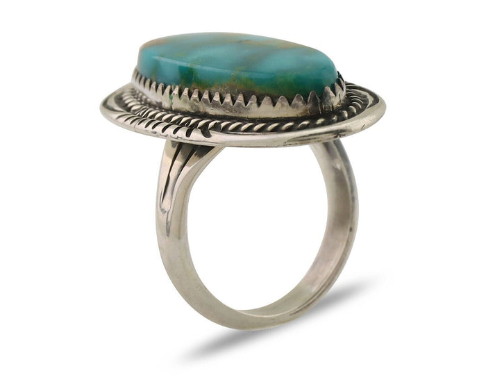 Navajo Ring 925 Silver Natural Blue Turquoise Native American Artist C.80's