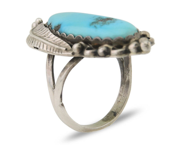 Navajo Ring 925 Silver Natural Blue Turquoise Native American Artist C.80's