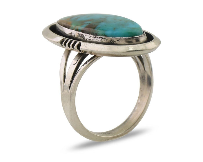 Navajo Ring 925 Silver Natural Blue Turquoise Native American Artist C.80's