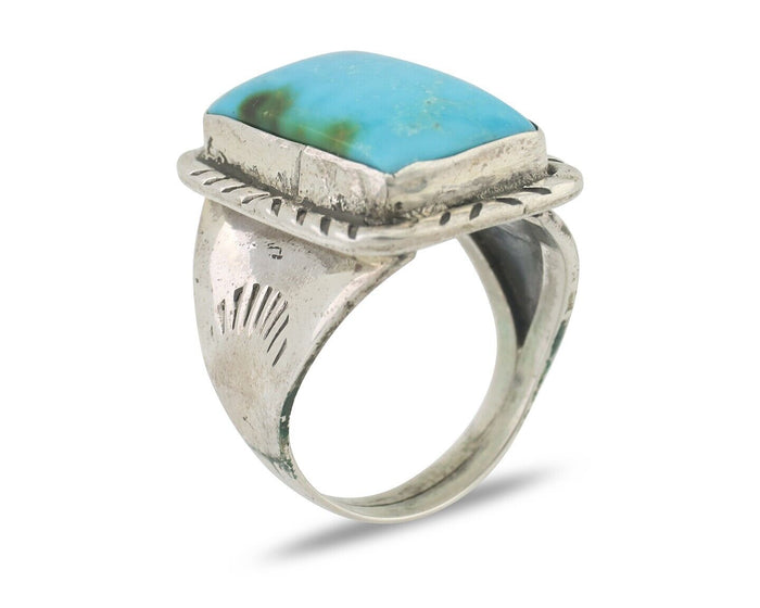 Navajo Ring 925 Silver Natural Blue Turquoise Native American Artist C.80's