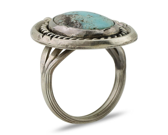 Navajo Ring 925 Silver Natural Blue Turquoise Native American Artist C.80's