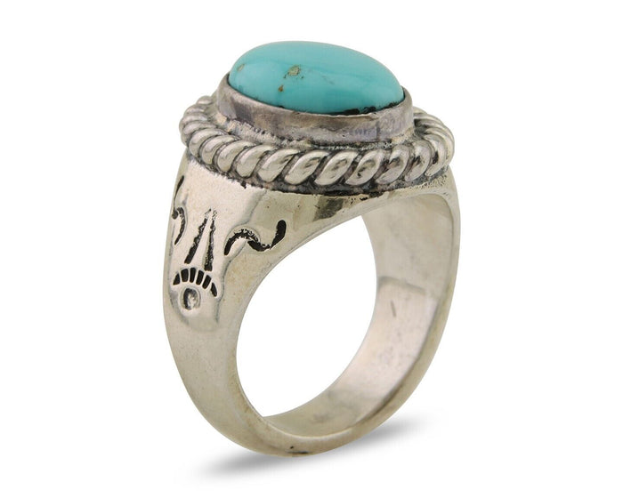 Navajo Ring 925 Silver Natural Blue Turquoise Native American Artist C.80's