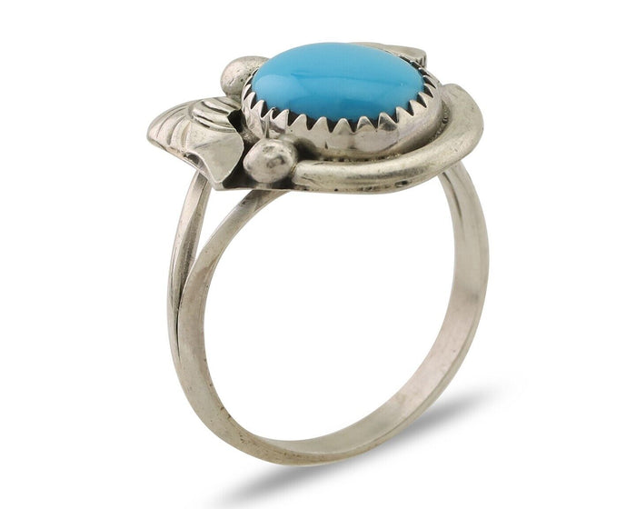 Navajo Ring 925 Silver Natural Blue Turquoise Native American Artist C.80's