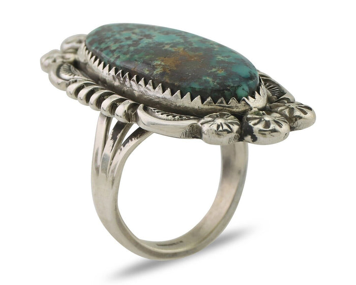 Navajo Ring 925 Silver Natural Blue Turquoise Native American Artist C.80's