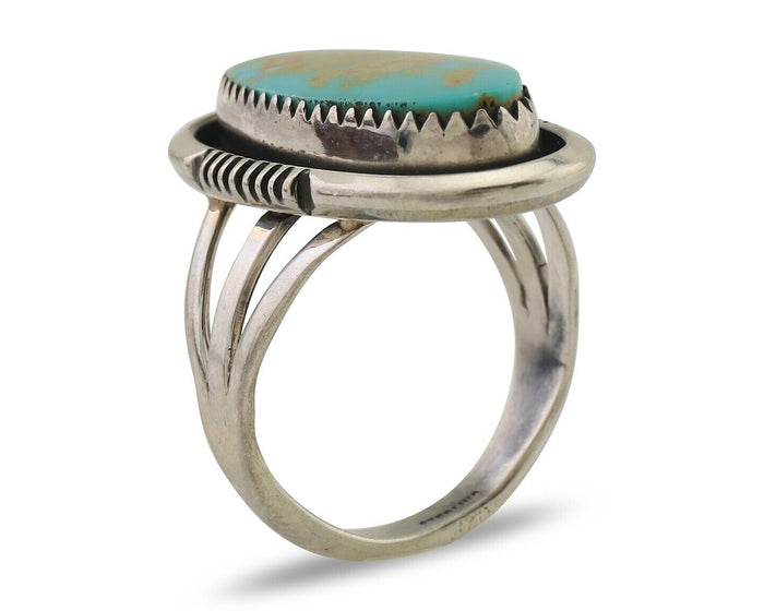 Navajo Ring 925 Silver Natural Blue Turquoise Native American Artist C.80's