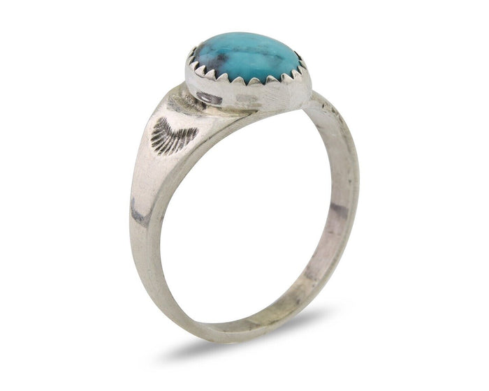 Navajo Ring 925 Silver Natural Blue Turquoise Native American Artist C.80's