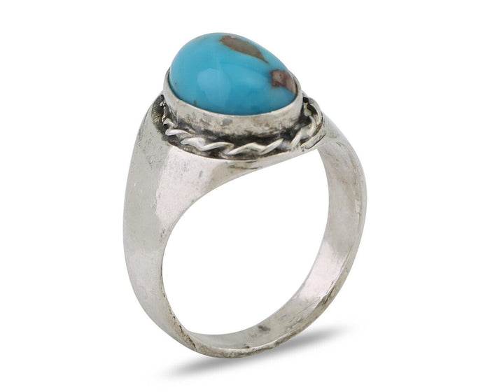 Navajo Ring 925 Silver Natural Blue Turquoise Native American Artist C.80's