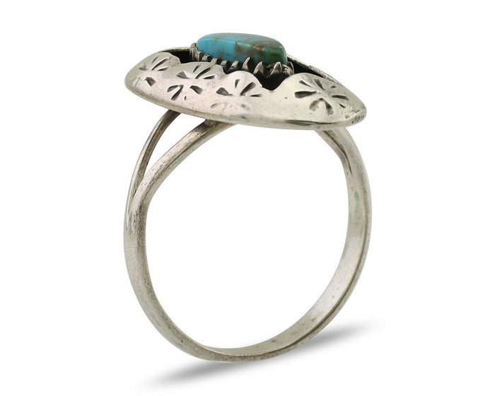 Navajo Ring 925 Silver Natural Blue Turquoise Native American Artist C.80's
