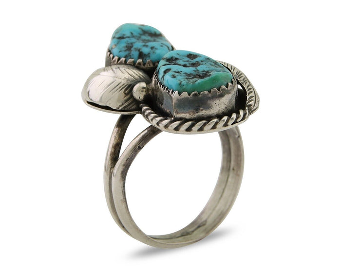 Navajo Ring 925 Silver Natural Blue Turquoise Native American Artist C.80's
