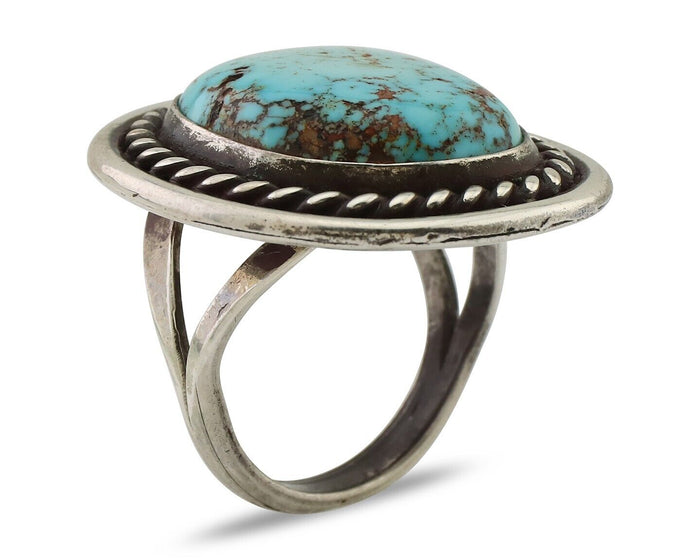 Navajo Ring 925 Silver Natural Blue Turquoise Native American Artist C.80's