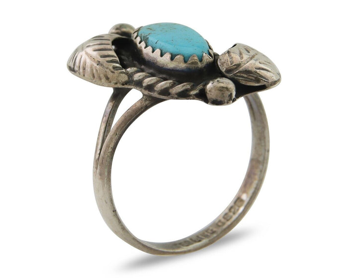 Navajo Ring 925 Silver Natural Blue Turquoise Native American Artist C.80's