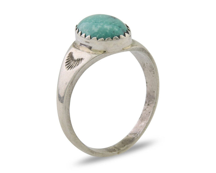 Navajo Ring 925 Silver Natural Blue Turquoise Native American Artist C.80's